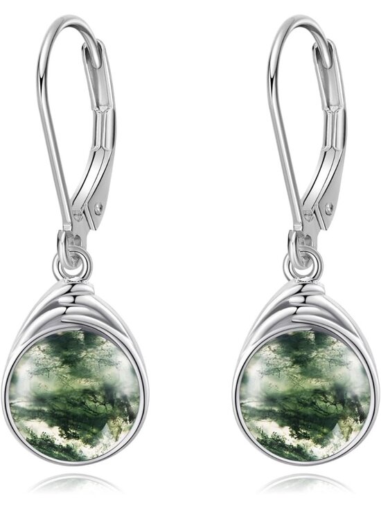 Jewelry - Women's Moss Agate Sterling Silver Larimar Rose Quartz Labradorite Earrings